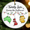 Custom Long Distance Ceramic Ornament - Personalized Christmas Birthday Gifts For Mom, Dad, Kids - Family Love Knows No Distance