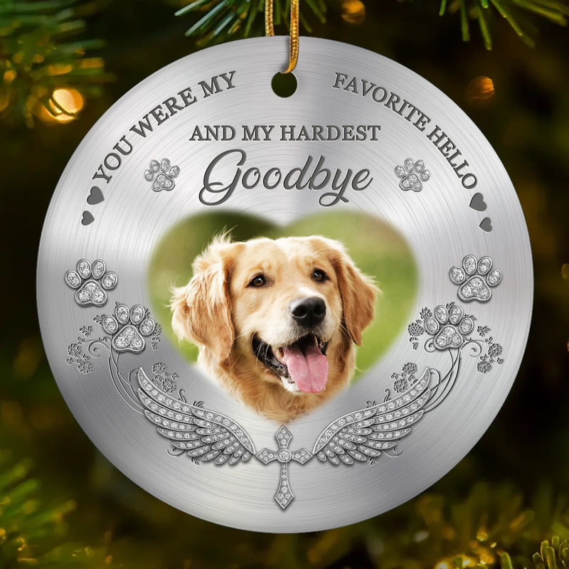 Custom Photo Ceramic Ornament - Personalized Pet Christmas Memorial Sympathy Gifts For Dogs, Cats - My Angel With Paws