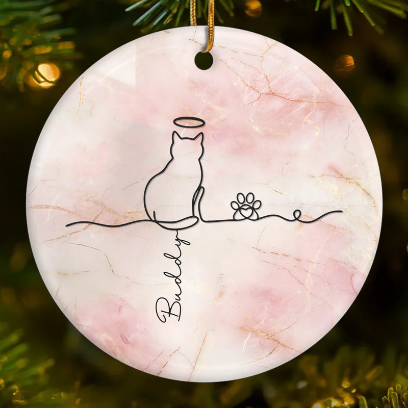 Custom Ceramic Ornament - Personalized Christmas Memorial Sympathy Gifts For Cats - Feline Family Forever