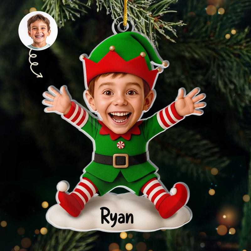 Custom Photo Acrylic Ornament - Personalized Christmas Birthday Gifts For Kids - Jolly And Surprised