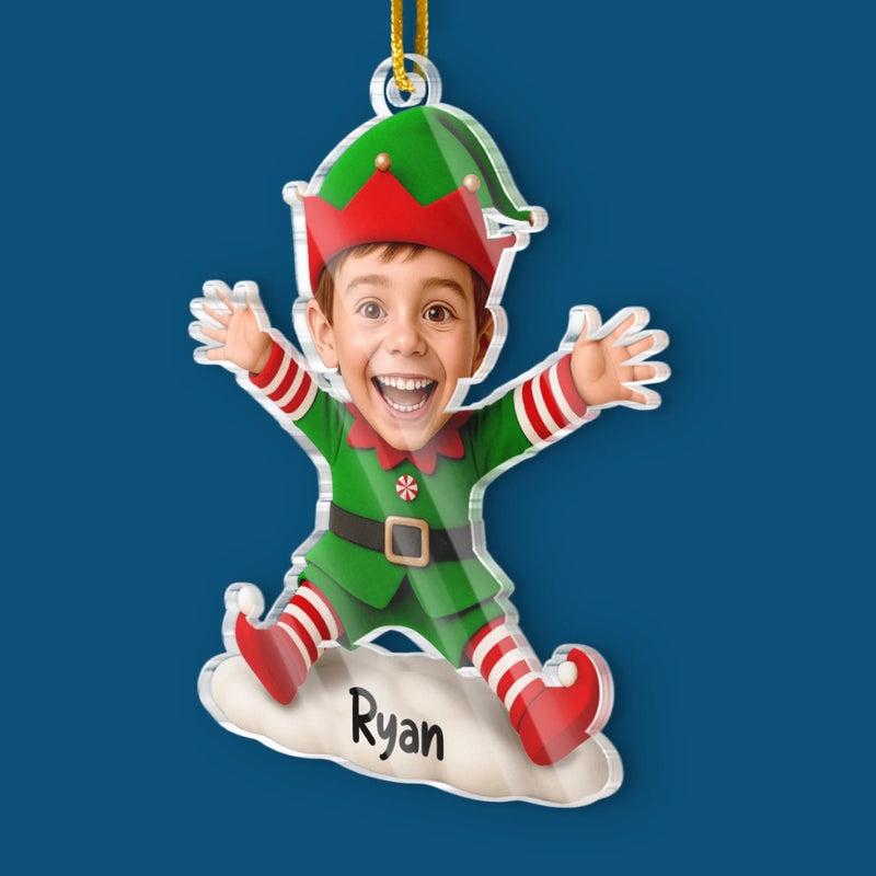 Custom Photo Acrylic Ornament - Personalized Christmas Birthday Gifts For Kids - Jolly And Surprised
