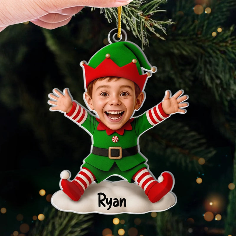Custom Photo Acrylic Ornament - Personalized Christmas Birthday Gifts For Kids - Jolly And Surprised