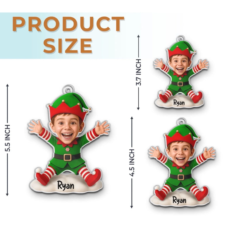 Custom Photo Acrylic Ornament - Personalized Christmas Birthday Gifts For Kids - Jolly And Surprised