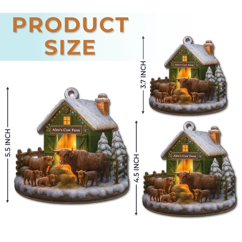 Custom Wood Ornament - Personalized Christmas Birthday Gifts For Women, Men - Cow Farm