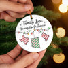 Custom Long Distance Ceramic Ornament - Personalized Christmas Birthday Gifts For Mom, Dad, Kids - Hearts Connected, No Matter The Distance