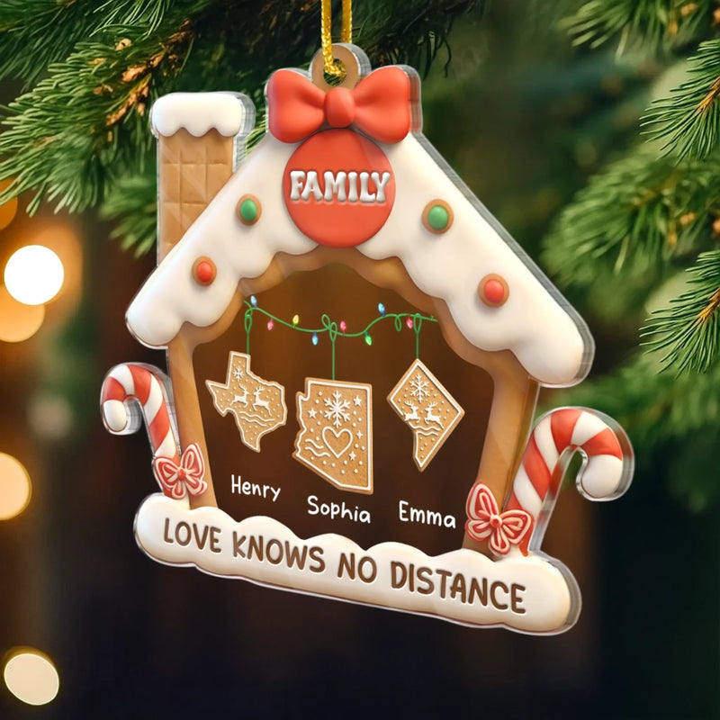 Custom Long Distance Acrylic Ornament - Personalized Christmas Birthday Gifts For Mom, Dad, Kids - Always Together, No Matter Where
