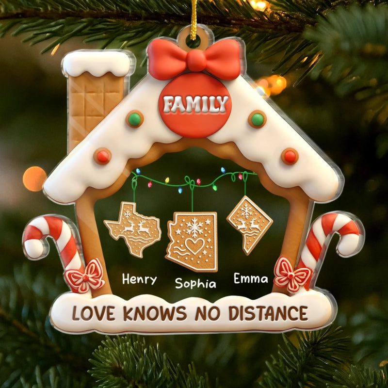 Custom Long Distance Acrylic Ornament - Personalized Christmas Birthday Gifts For Mom, Dad, Kids - Always Together, No Matter Where