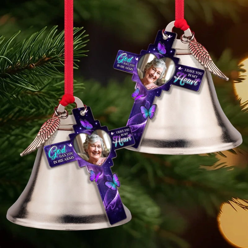 Custom Photo Bell Ornament With Charms - Personalized Memorial Sympathy Gifts For Loss Of Mom, Dad - We Hold You In Love