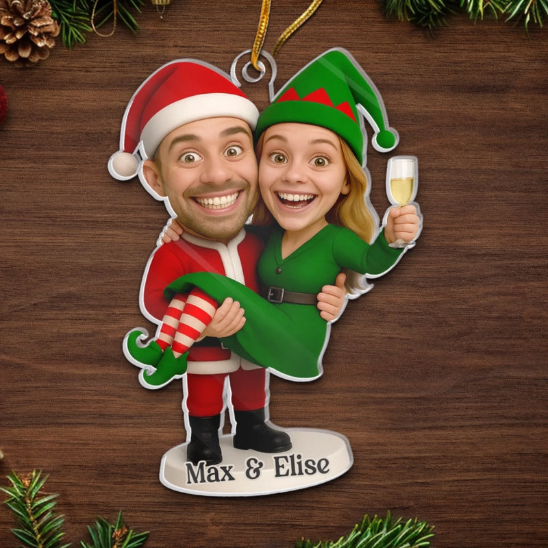 Custom Photo Acrylic Ornament - Personalized Anniversary Christmas Wedding Gifts For Husband And Wife, Him And Her - Jingle Until We Tingle
