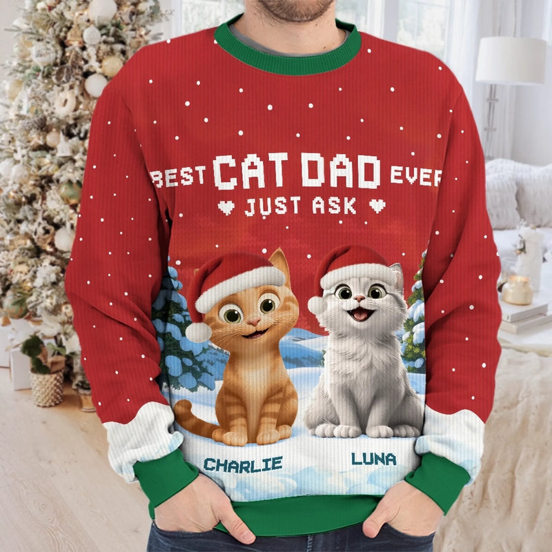 Custom Unisex Ugly Sweatshirt - Personalized  Christmas Birthday Gifts For Cat Lovers, Cat Mom And Dad - Ho Ho Hold My Catnip