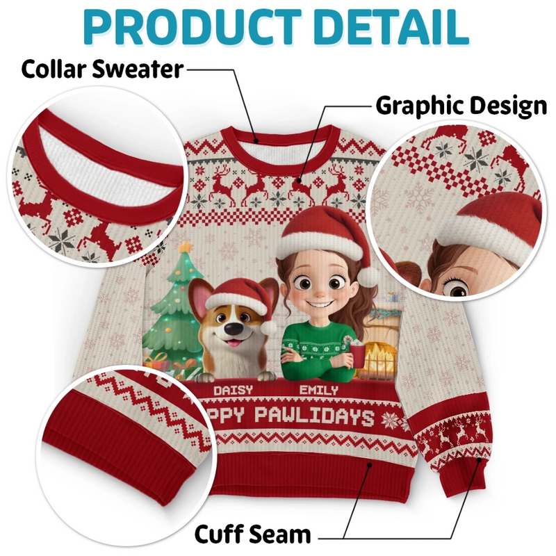 Custom Unisex Ugly Sweatshirt - Personalized  Christmas Birthday Gifts For Dog Lovers, Dog Dad And Mom - Santa Paws Is Coming To Town