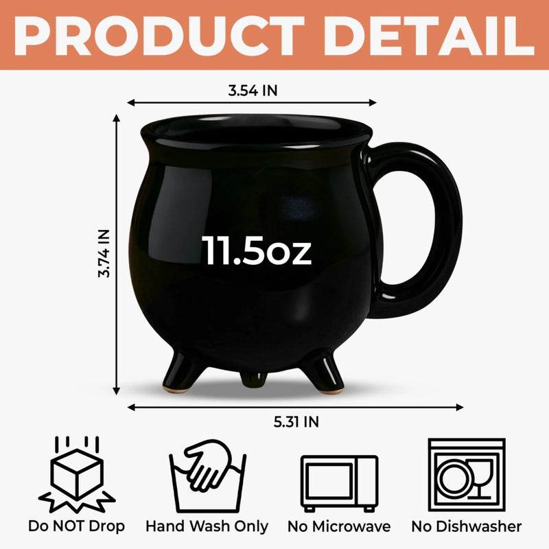 Custom 12oz Ceramic Cauldron Coffee Mug - New Arrival, Personalized Halloween Witchy Gifts For Besties, Sisters, BFF, Family, Yourself - Brew And Boo AMZ