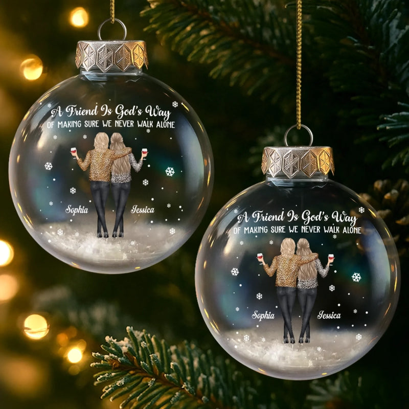 Custom Snow-Filled Ball Ornament - Personalized Christmas Best Friend Birthday Gifts For Women, Besties, Sisters, BFF - Friends Grow Wild And Free