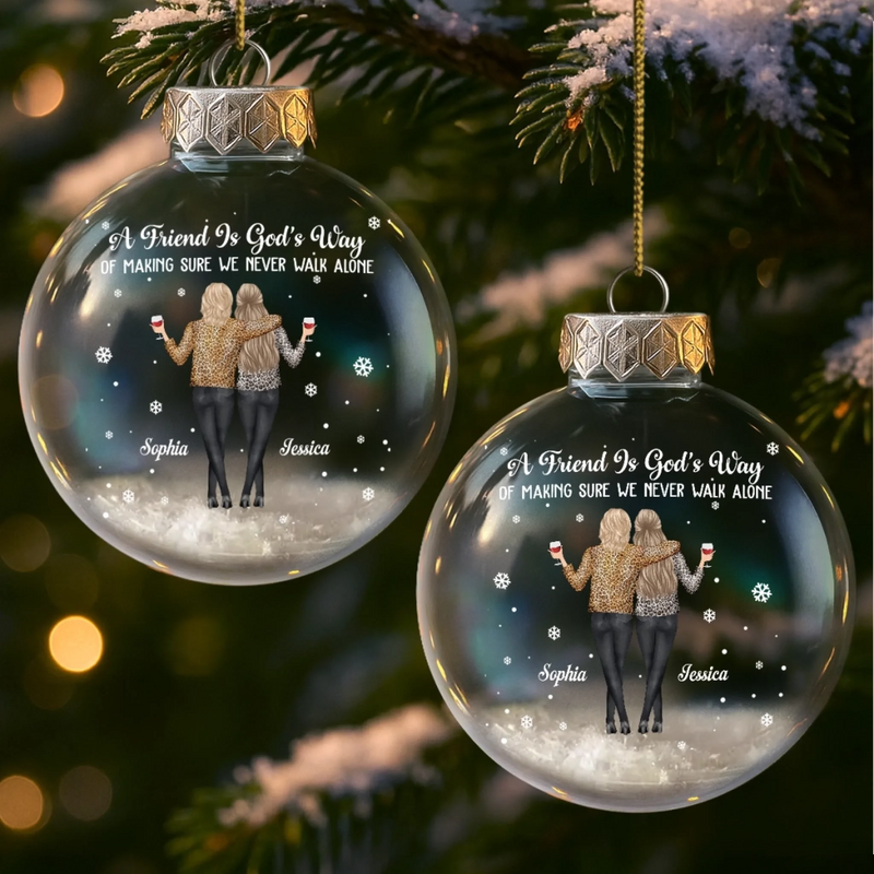 Custom Snow-Filled Ball Ornament - Personalized Christmas Best Friend Birthday Gifts For Women, Besties, Sisters, BFF - Friends Grow Wild And Free