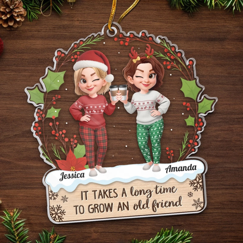 Custom Acrylic Ornament - Personalized Christmas Best Friend Birthday Gifts For Women, Besties, Sisters, BFF - Twinkling Lights True Friendship