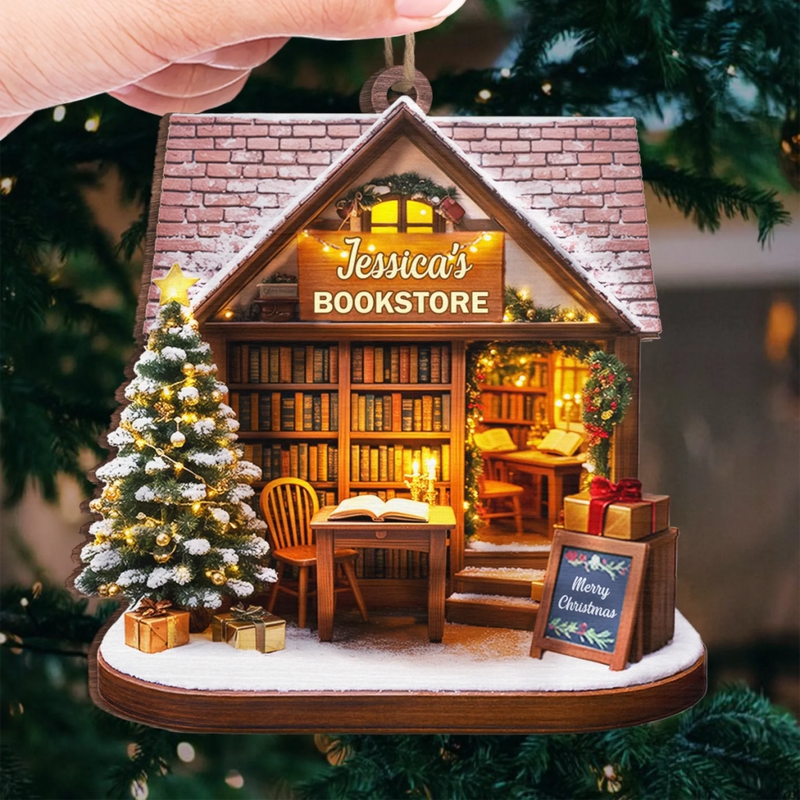 Custom Wood Ornament - Personalized Christmas  Bookish Gifts For Book Lovers, Bookworms, Readers - A Book Lover’s Holiday Dream