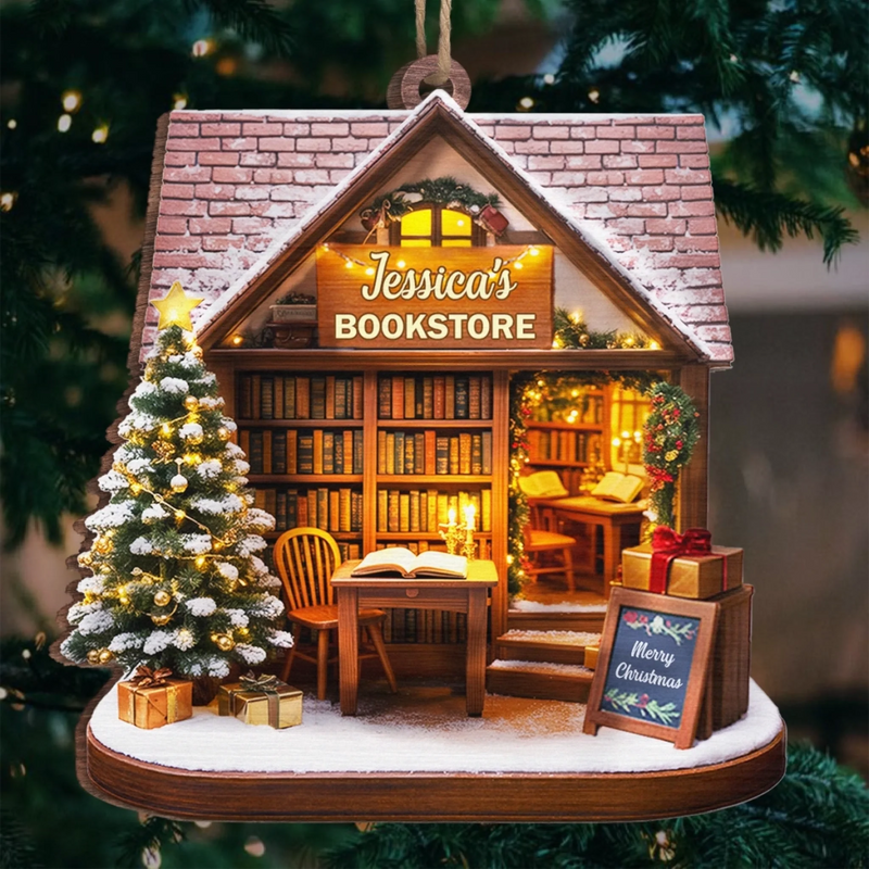 Custom Wood Ornament - Personalized Christmas  Bookish Gifts For Book Lovers, Bookworms, Readers - A Book Lover’s Holiday Dream