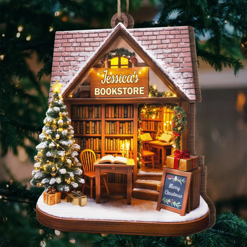 Custom Wood Ornament - Personalized Christmas  Bookish Gifts For Book Lovers, Bookworms, Readers - A Book Lover’s Holiday Dream