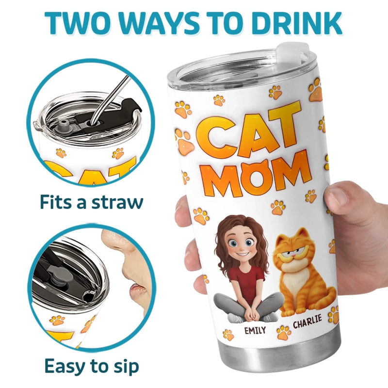 Custom 3D Inflated Effect Printed Tumbler - Personalized Birthday Gifts For Cat Lovers, Cat Mom And Dad - Cat Hair Is My Glitter