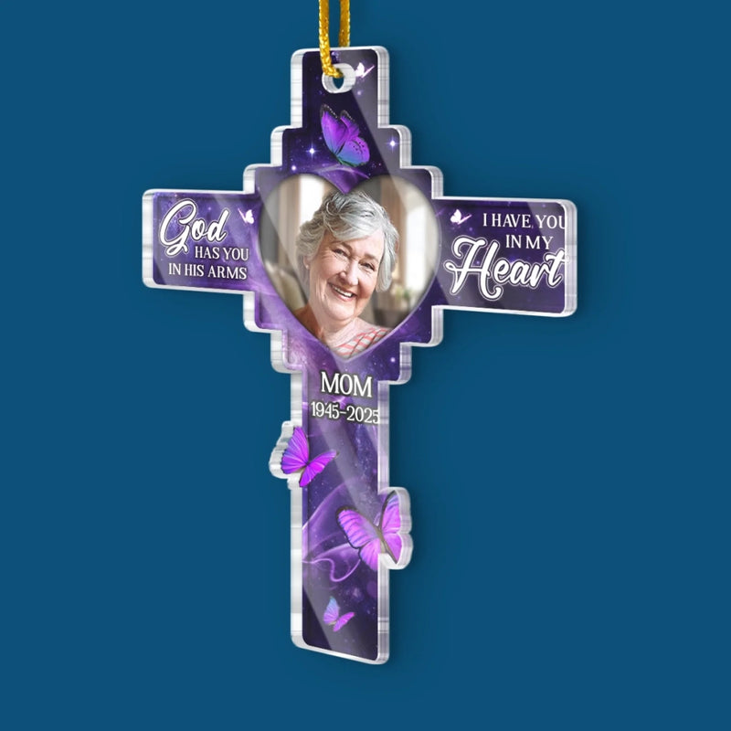 Custom Photo Acrylic Ornament - Personalized Memorial Sympathy Gifts For Loss Of Mom, Dad - I Have You In My Heart
