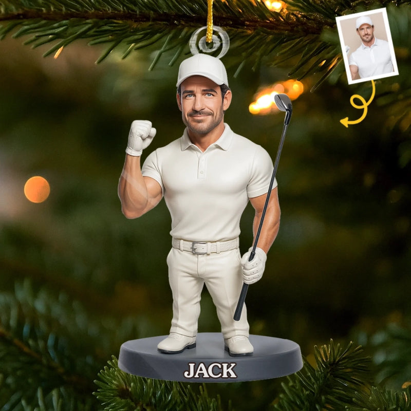 Custom Photo Acrylic Ornament - Personalized Christmas Birthday Golf Gifts For Men, Women - Swing High Aim True
