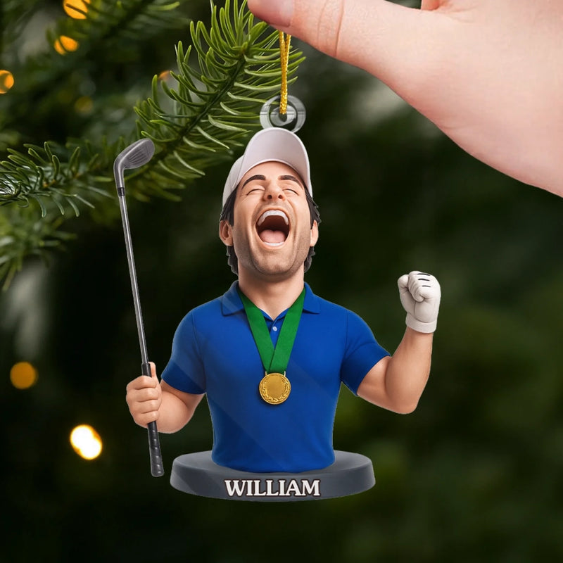 Custom Photo Acrylic Ornament - Personalized Christmas Birthday Golf Gifts For Men, Women - Golf Days Happy Plays