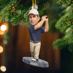 Custom Photo Acrylic Ornament - Personalized Christmas Birthday Golf Gifts For Dad, Grandpa, Golfers - Peace Found In Every Swing