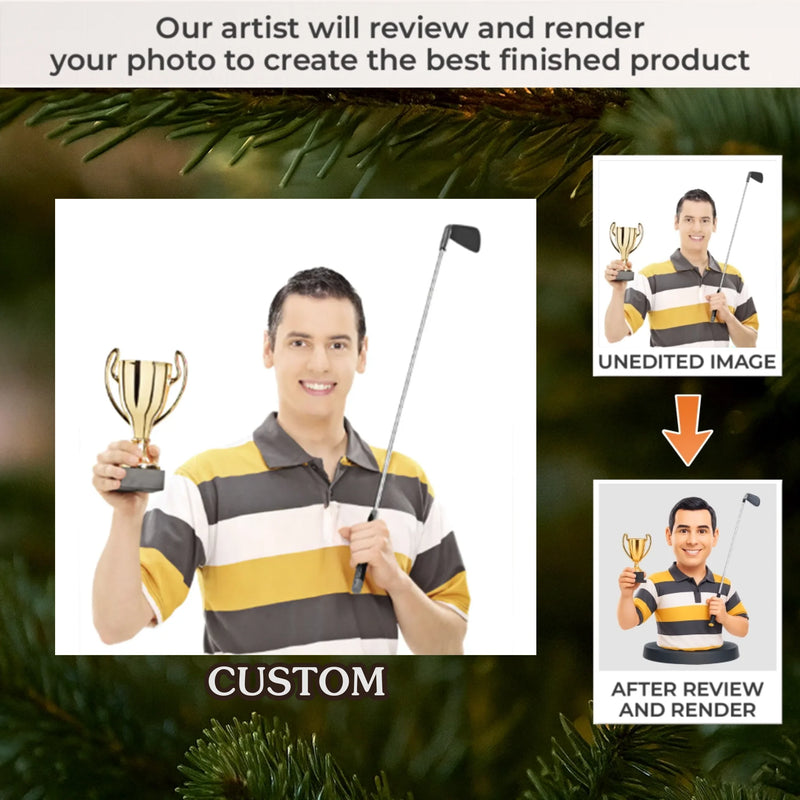 Custom Photo Acrylic Ornament - Personalized Christmas Birthday Golf Gifts For Men, Women - Walking Fairways Building Memories