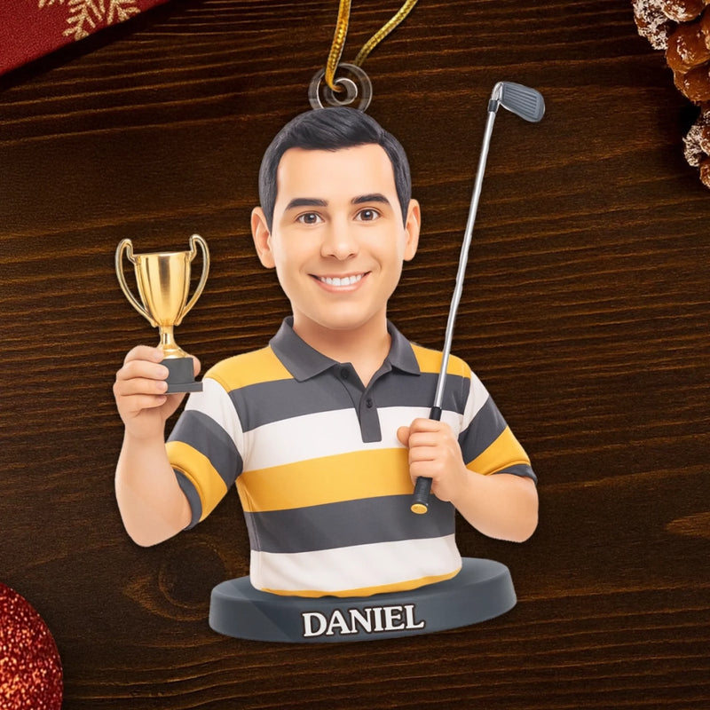 Custom Photo Acrylic Ornament - Personalized Christmas Birthday Golf Gifts For Men, Women - Walking Fairways Building Memories