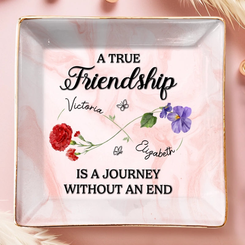 Custom Full-Print Jewelry Dish - Personalized Best Friend Birthday Gifts For Women, Besties, Sisters, BFF  - Rooted In Love, Blooming In Friendship
