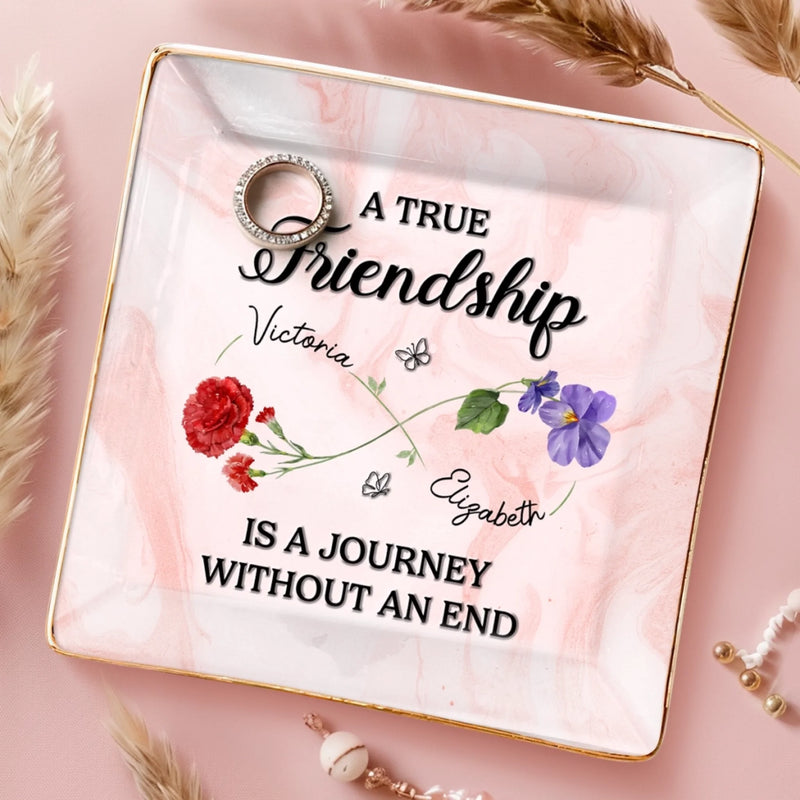 Custom Full-Print Jewelry Dish - Personalized Best Friend Birthday Gifts For Women, Besties, Sisters, BFF  - Rooted In Love, Blooming In Friendship