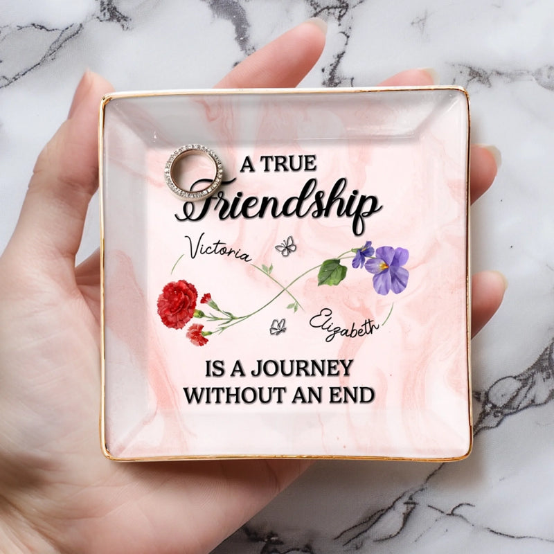 Custom Full-Print Jewelry Dish - Personalized Best Friend Birthday Gifts For Women, Besties, Sisters, BFF  - Rooted In Love, Blooming In Friendship