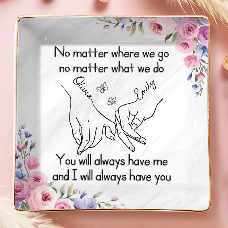 Custom Full-Print Jewelry Dish - Personalized Best Friend Birthday Gifts For Women, Besties, Sisters, BFF  - Blossoms Fade, But Friendship Stays Forever