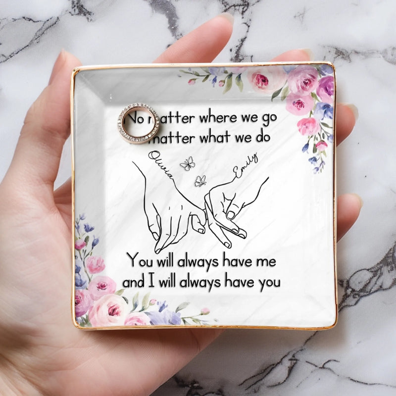 Custom Full-Print Jewelry Dish - Personalized Best Friend Birthday Gifts For Women, Besties, Sisters, BFF  - Blossoms Fade, But Friendship Stays Forever
