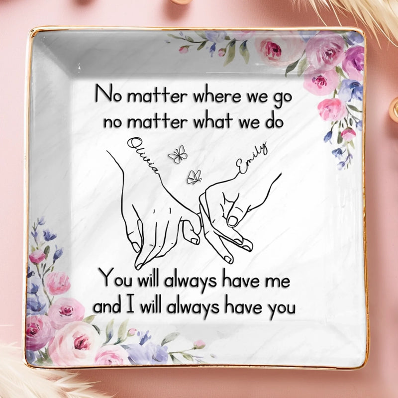 Custom Full-Print Jewelry Dish - Personalized Best Friend Birthday Gifts For Women, Besties, Sisters, BFF  - Blossoms Fade, But Friendship Stays Forever