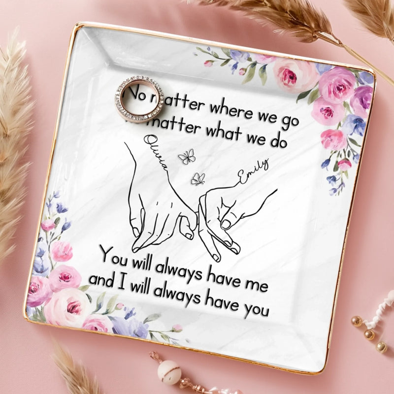 Custom Full-Print Jewelry Dish - Personalized Best Friend Birthday Gifts For Women, Besties, Sisters, BFF  - Blossoms Fade, But Friendship Stays Forever