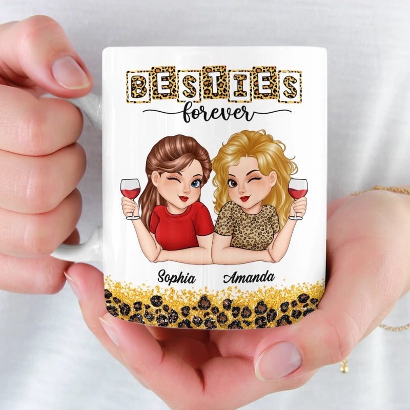 Custom Mug - Personalized Best Friend Birthday Gifts For Women, Besties, Sisters, BFF - Besties Make Every Day Brighter
