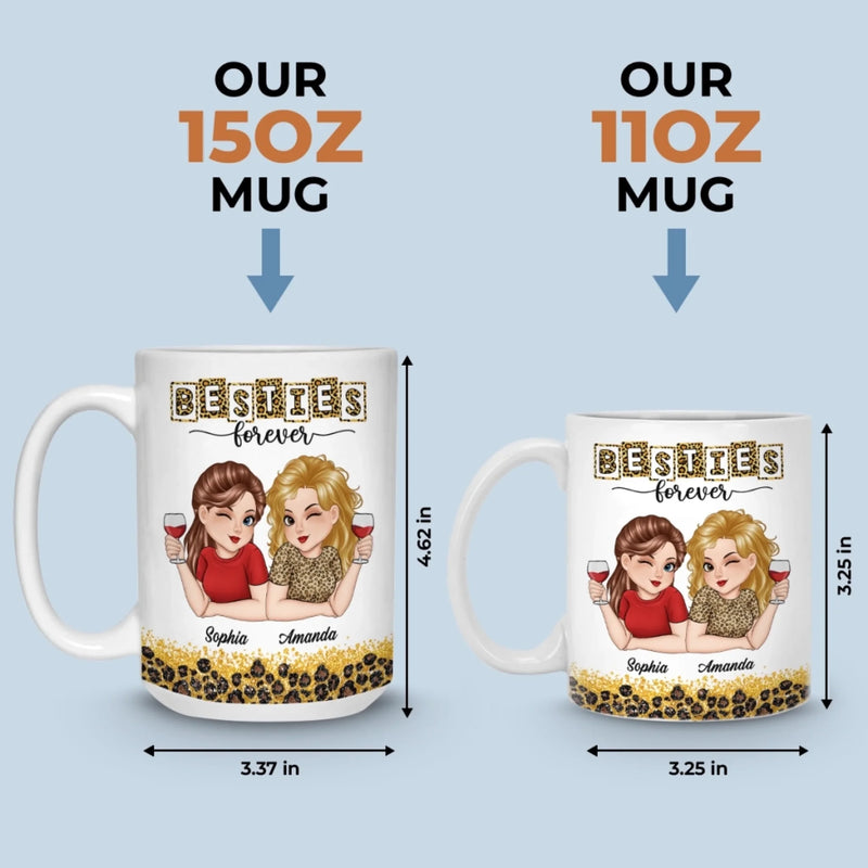 Custom Mug - Personalized Best Friend Birthday Gifts For Women, Besties, Sisters, BFF - Besties Make Every Day Brighter