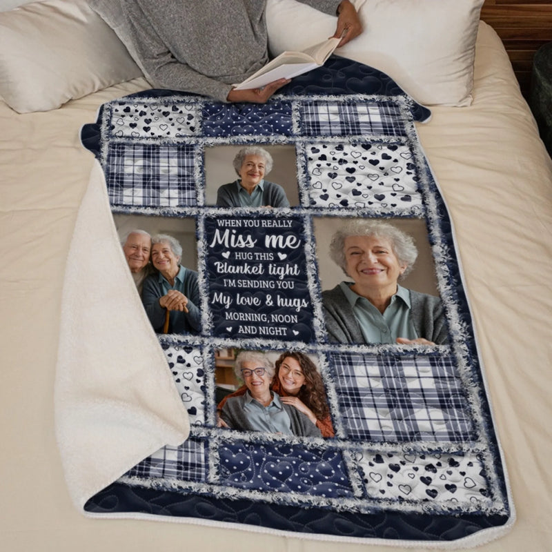 Custom Photo Blanket - Personalized Christmas Memorial Sympathy Gifts For Loss Of Mom, Dad - The Light of Your Love Guides Me