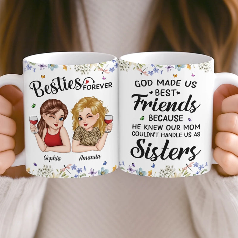 Custom Mug - Personalized Best Friend Birthday Gifts For Women, Besties, Sisters, BFF - Giggles Secrets Forever Friends