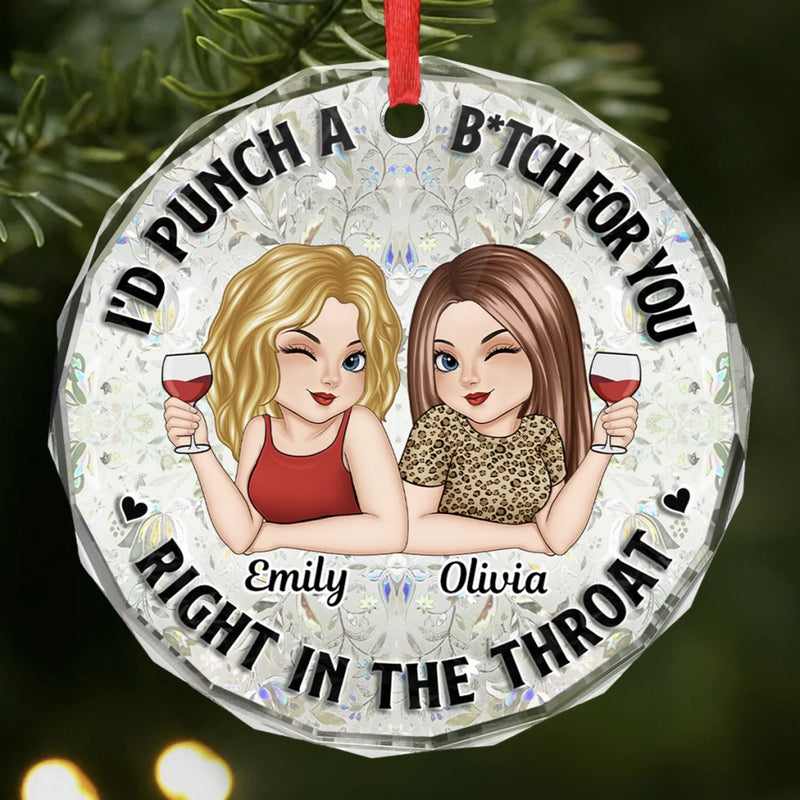 Custom Circle Glass Ornament - Personalized Best Friend Christmas Birthday Gifts For Women, Besties, Sisters, BFF - Life Is Sweeter With You