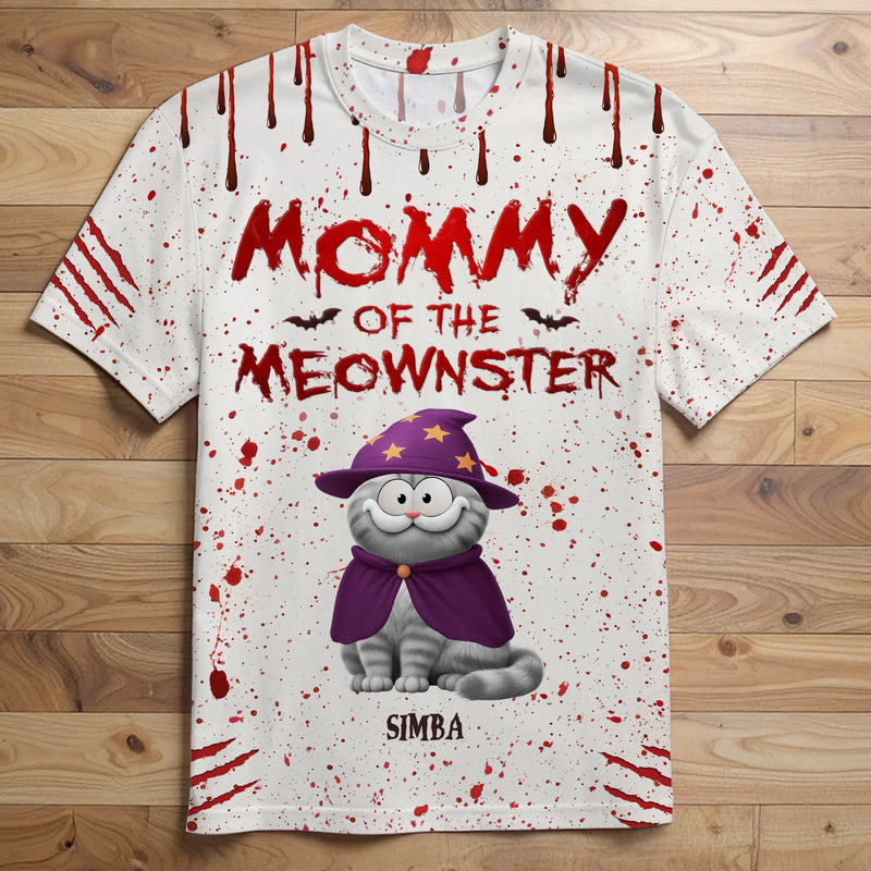 Custom Unisex T-shirt - Personalized Halloween Birthday Gifts For Cat Lovers, Cat Mom And Dad - Living That Meownster Mom Life