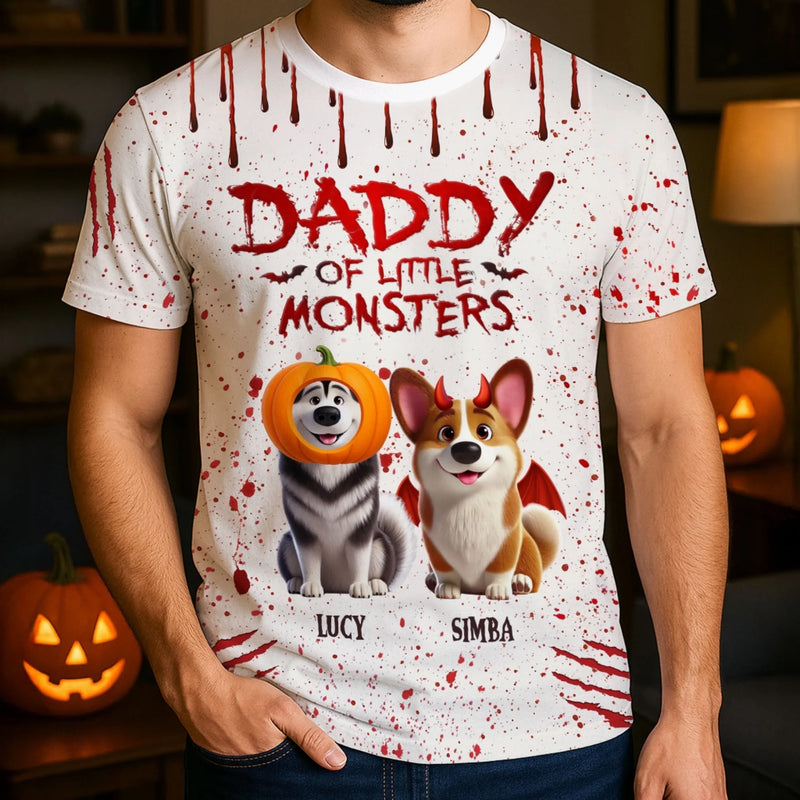 Custom Unisex T-shirt - Personalized Halloween Birthday Gifts For Dog Lovers, Dog Dad And Mom - Mommy Daddy Of Little Monsters