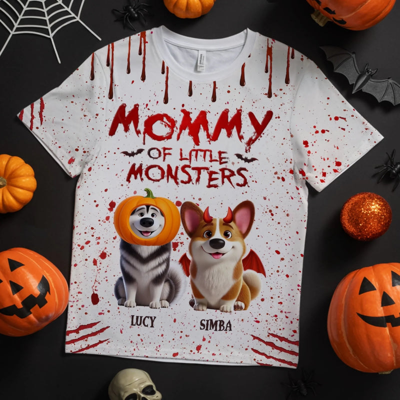 Custom Unisex T-shirt - Personalized Halloween Birthday Gifts For Dog Lovers, Dog Dad And Mom - Mommy Daddy Of Little Monsters