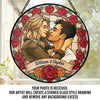 Custom Photo Stained Glass Window Hanging Suncatcher - Personalized Anniversary Wedding Gifts For Husband And Wife, Him And Her - A Love Framed In Roses