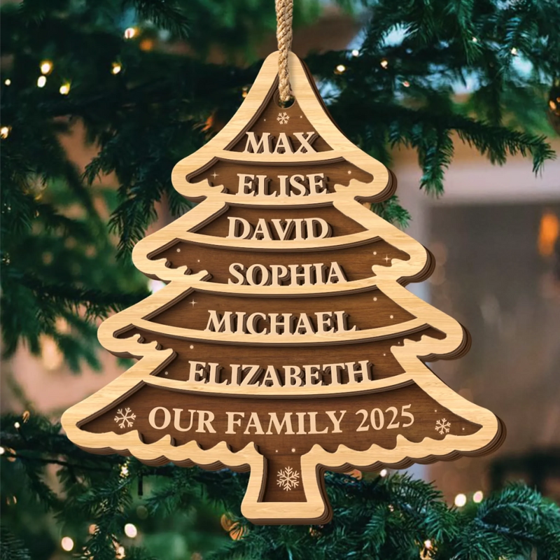 Custom Double Layer Wooden Ornament - Personalized Christmas Birthday Gifts For Mom, Dad, Kids - Generations Of Love