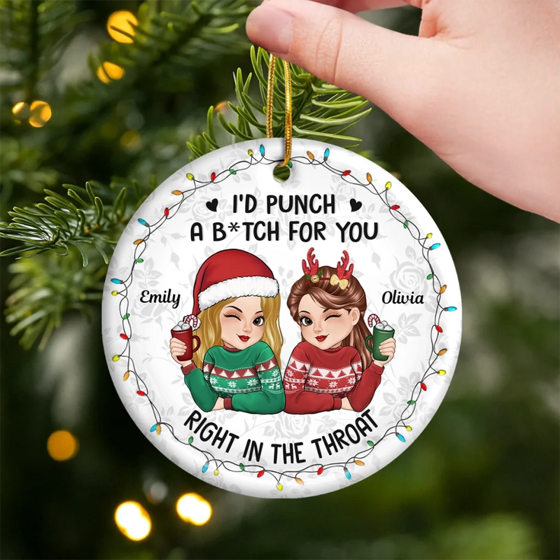 Custom Ceramic Ornament - Personalized Best Friend Christmas Birthday Gifts For Women, Besties, Sisters, BFF - Friends Warm Hearts This Winter