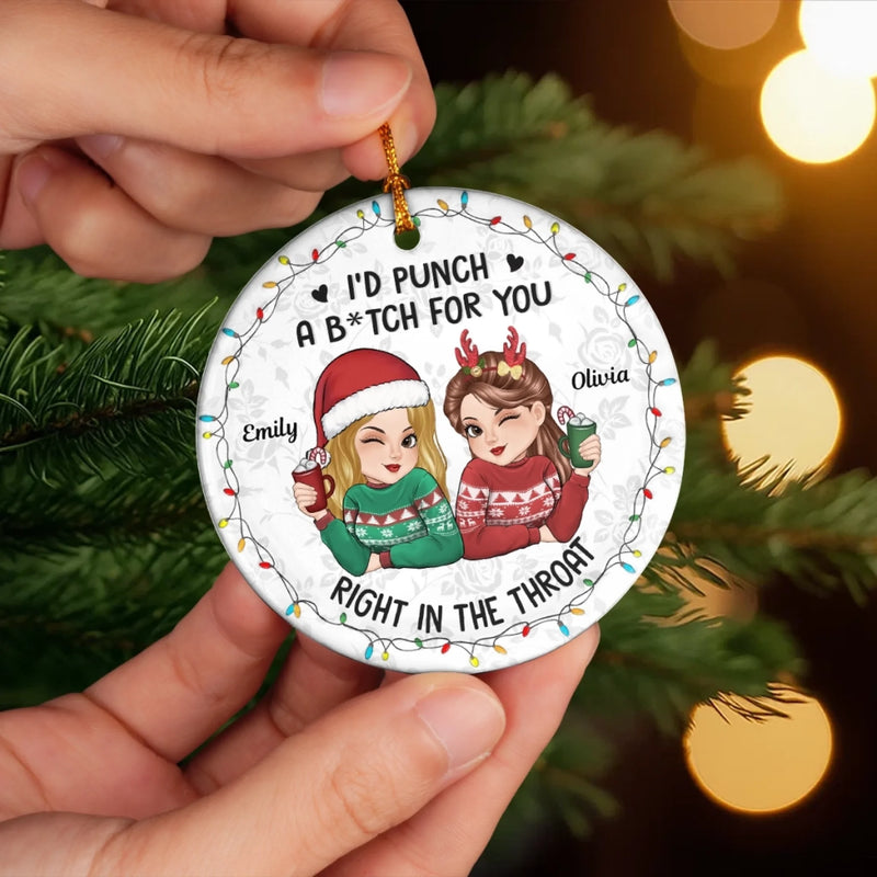 Custom Ceramic Ornament - Personalized Best Friend Christmas Birthday Gifts For Women, Besties, Sisters, BFF - Friends Warm Hearts This Winter