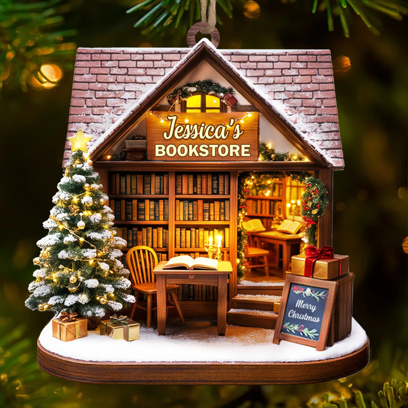Custom Wood Ornament - Personalized Christmas  Bookish Gifts For Book Lovers, Bookworms, Readers - A Book Lover’s Holiday Dream