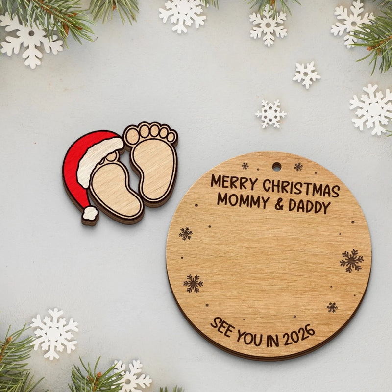 Custom Double Layer Wooden Ornament - Personalized Christmas Baby Shower, Gender Reveal Gifts For New Moms, New Dads, New Parents - A New Star Is Born